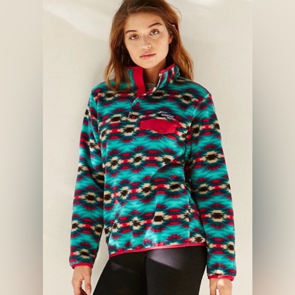 Patagonia Synchilla Snap-T Wild Desert Aztec Print Fleece Pullover – Size M - Picture 2 of 8